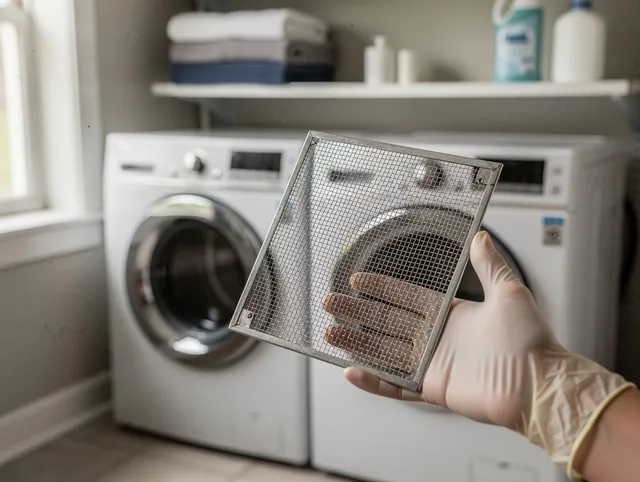 Avon Lake Dryer Vent Cleaning specialist performing detailed lint trap cleaning service in Avon Lake